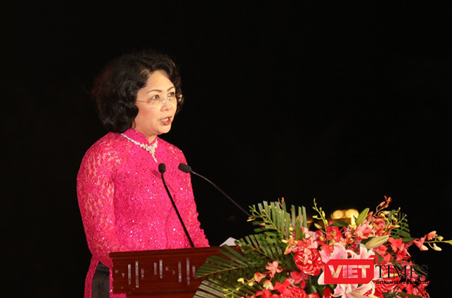 Phó Chủ tịch nước Đặng Thị Ngọc Thịnh phát biểu tại Lễ bế mạc Festival Di sản Quảng Nam lần VI.