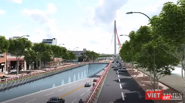 Khu vực hầm chui dẫn lên cầu Trần Thị Lý