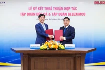 Ông Hồ Minh Hoàng (bên phải) - Chủ tịch Tập đoàn Đèo Cả và ông Vũ Văn Hậu - Chủ tịch kiêm Tổng Giám đốc Tập đoàn Geleximco