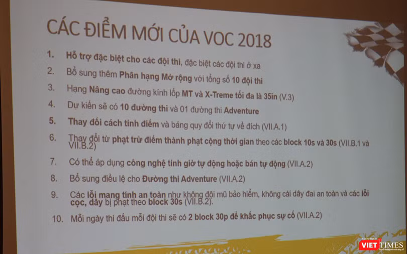 Một số điểm mới của giải thi đấu xe ô tô địa hình Việt Nam 2018 (VOC 2018).