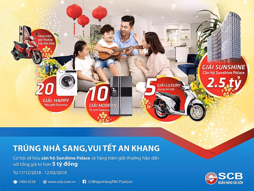 Tổng giá trị giải thưởng “Trúng nhà sang – Vui Tết an khang” lên tới hơn 5 tỷ đồng. Tổng giá trị giải thưởng “Trúng nhà sang – Vui Tết an khang” lên tới hơn 5 tỷ đồng.