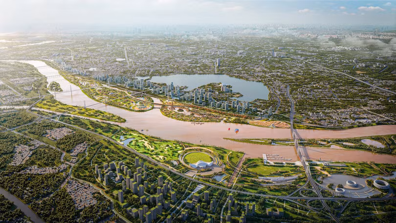 Phối cảnh Trục đại lộ cảnh quan sông Hồng hơn 855.000 tỷ đồng