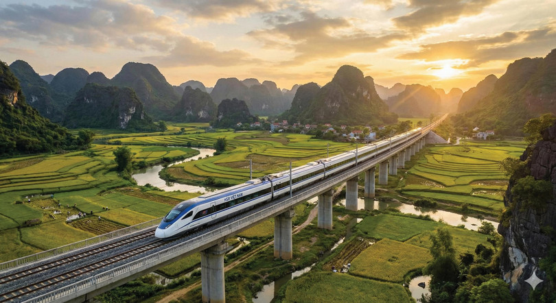 Đường sắt tốc độ cao Bắc - Nam. Ảnh AI