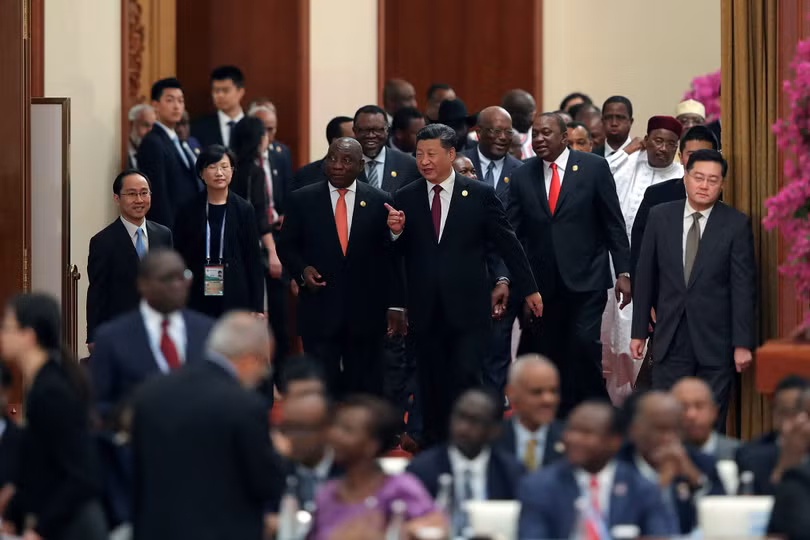 Ông Tập Cận Bình cùng tổng thống Nam Phi Cyril Ramaphosa trong Diễn đàn Hợp tác Trung Quốc - Châu Phi tại Bắc Kinh.