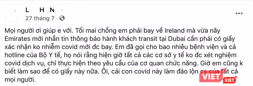 Dòng trạng thái kêu gọi mọi người giúp đỡ của Facebook L.H.N. (Ảnh: Minh Thúy) Dòng trạng thái kêu gọi mọi người giúp đỡ của Facebook L.H.N. (Ảnh: Minh Thúy)