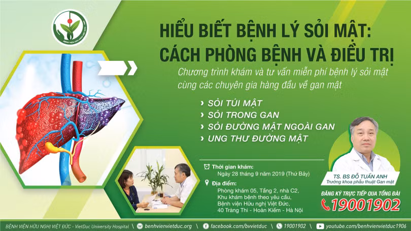 Chương trình khám và tư vấn miễn phí bệnh lý sỏi mật với chủ đề: “Hiểu biết bệnh lý sỏi mật: Cách phòng bệnh và điều trị”.