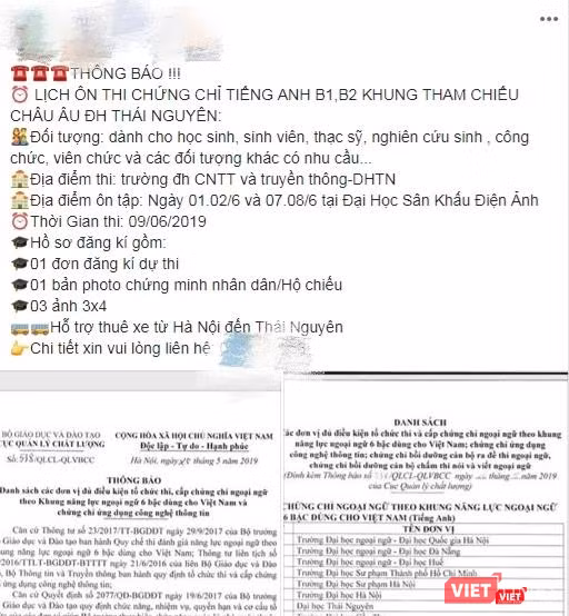 Những quảng cáo rầm rộ về việc thi chứng chỉ năng lực ngoại ngữ