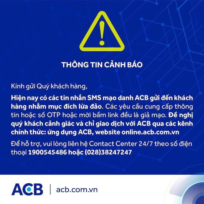 Cảnh báo từ ngân hàng ACB. Cảnh báo từ ngân hàng ACB.
