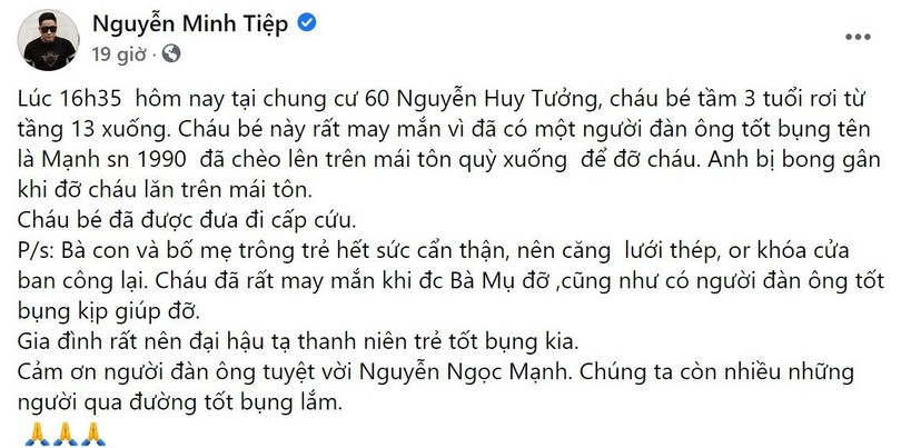Bài đăng của diễn viên Minh Tiệp. Bài đăng của diễn viên Minh Tiệp.