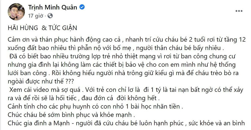 Minh Quân bày tỏ cảm xúc trên trang cá nhân. Minh Quân bày tỏ cảm xúc trên trang cá nhân.