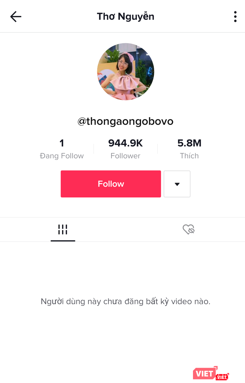 Kênh TikTok đã xóa toàn bộ video.