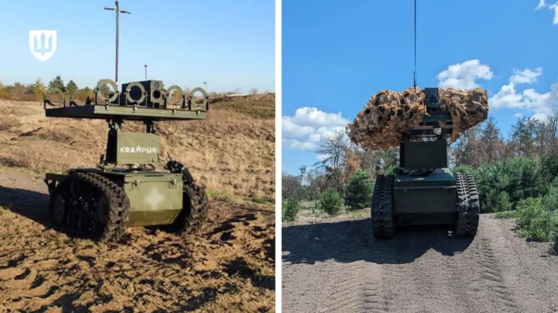 Xe chiến đấu mặt đất không người lái phun lửa Krampus. Ảnh: BQP Ukraine.