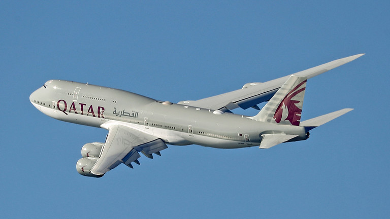 Một chiếc Boeing 747-8 của hãng hàng không Qatar Amiri Flight thuộc sở hữu của chính phủ Qatar. Ảnh: Getty.