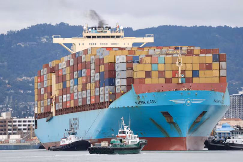 Cảng ở Oakland, California, trong hôm 3/2, một ngày trước khi thuế quan mới của Mỹ đối với hàng hóa Trung Quốc có hiệu lực. Ảnh: EPA.