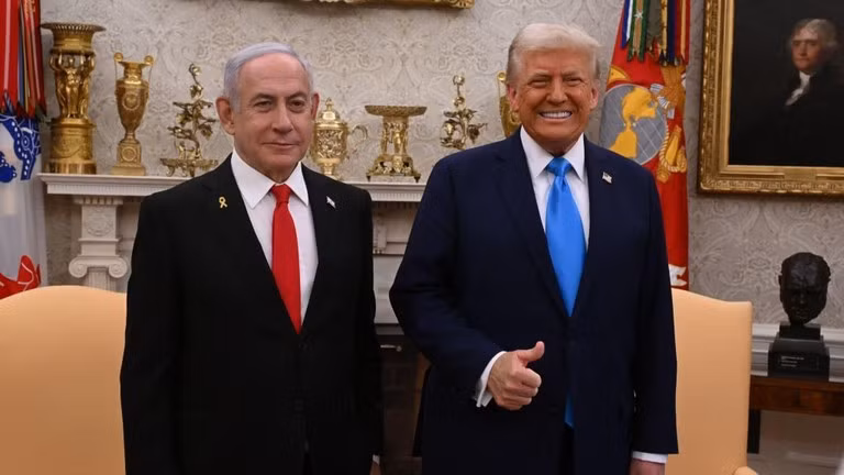 Tổng thống Mỹ Donald Trump tiếp Thủ tướng Israel Benjamin Netanyahu tại Nhà Trắng. Ảnh: Getty.