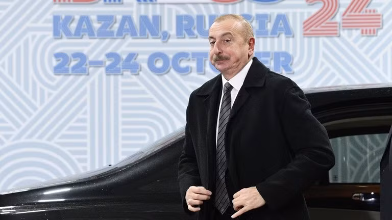 Tổng thống Azerbaijan Ilham Aliyev tham dự hội nghị thượng đỉnh BRICS ở Kazan, Nga vào tháng 10. Ảnh: Sputnik.