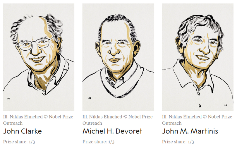 Ba nhà khoa học đến từ Anh, Pháp và Mỹ giành giải Nobel Vật lý 2025. Ảnh: Nobelprize.org.