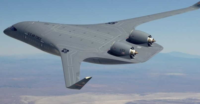 Ảnh đồ họa về mẫu máy bay có thân và cánh hòa quyện với nhau. Ảnh: MW.