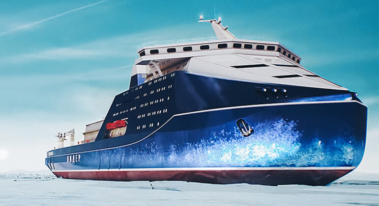 Ảnh đồ họa máy tính cho thấy tàu phá băng hạt nhân lớp Leader của Nga. Ảnh: MW.