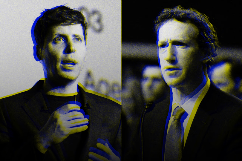 Sam Altman và Mark Zuckerberg đang lao vào một cuộc chiến tranh giành nhân tài AI khốc liệt. Ảnh: WSJ.