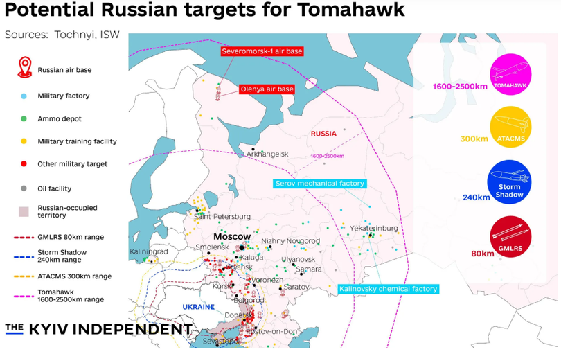 Ukraine có thể nhắm vào những mục tiêu nào nếu nhận tên lửa Tomahawk từ Mỹ.png