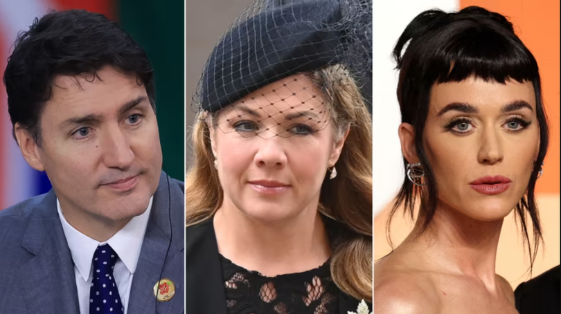 Cựu Thủ tướng Canada Justin Trudeau, bà Sophie Gregoire và nữ ca sĩ Katy Perry. Ảnh: AFP.