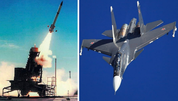 Hệ thống phóng Patriot và máy bay chiến đấu Su-30SM của Nga. Ảnh: MW.