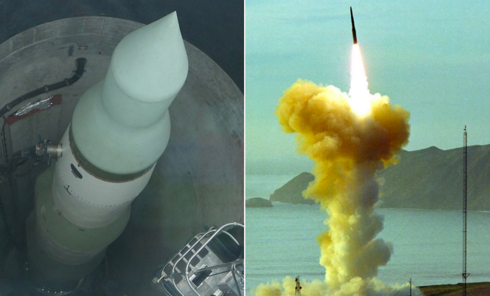 Tên lửa đạn đạo liên lục địa hạt nhân Minuteman III của Mỹ. Ảnh: MW.