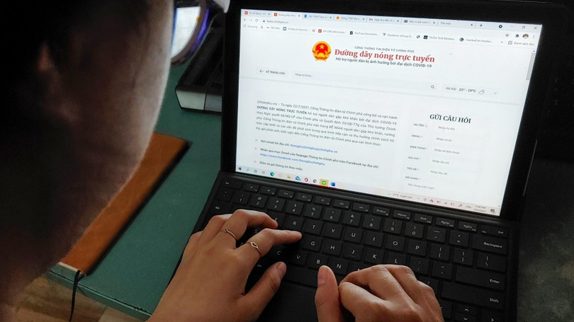 Giao diện trang web Đường dây nóng trực tuyến.