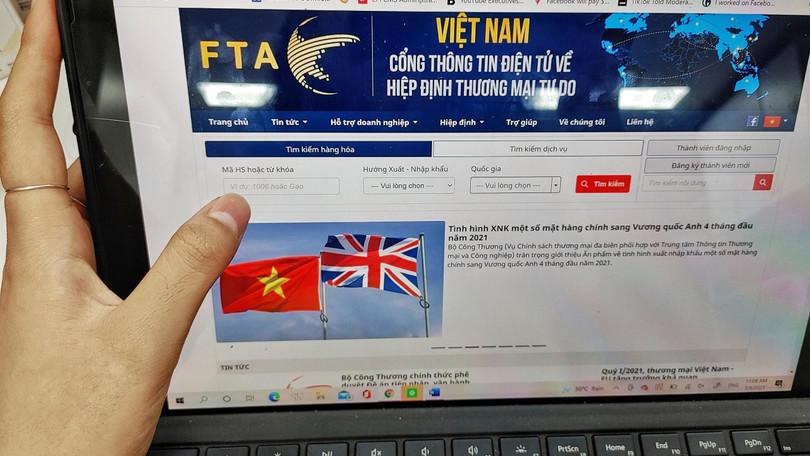 Cổng hông tin điện tử về các Hiệp định Thương mại Tự do của Việt Nam tại địa chỉ https://fta.moit.gov.vn/.