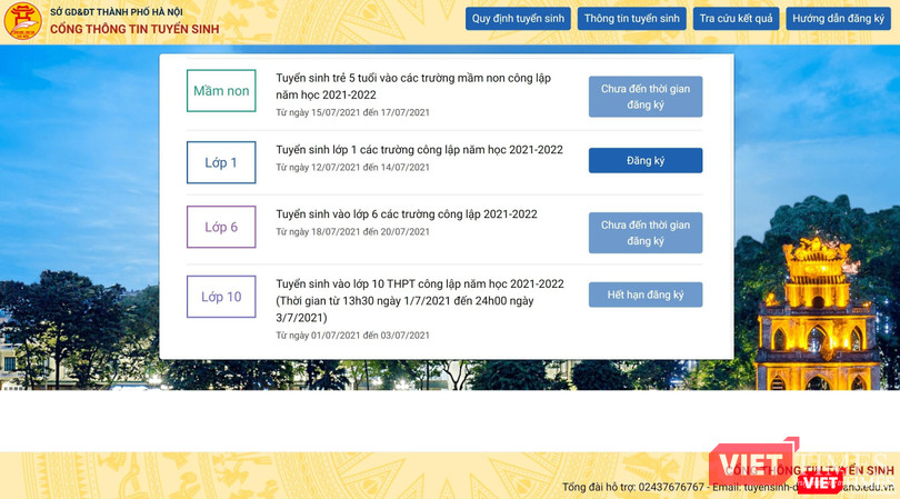Giao diện Cổng đăng ký tuyển sinh. Giao diện Cổng đăng ký tuyển sinh.