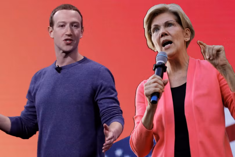 Ông chủ Facebook Mark Zuckerberg cực lực phản đối kế hoạch mạnh tay với doanh nghiệp lớn của bà Warren (Ảnh: Independent)