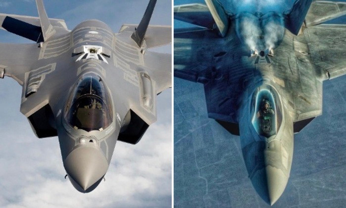 Chiến đấu cơ tàng hình F-35 và F-22 của Không quân Mỹ. Ảnh: MW.