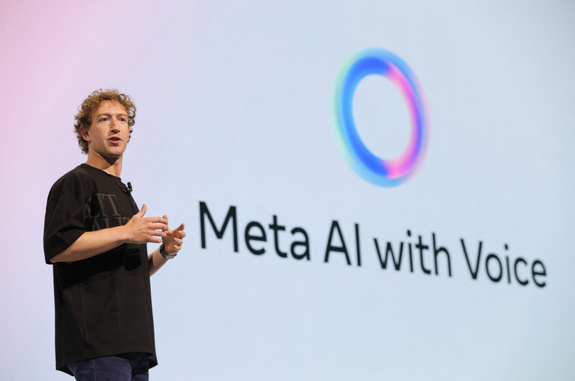 Giám đốc điều hành Meta Mark Zuckerberg giới thiệu Meta AI tại trụ sở chính của công ty ở Menlo Park, California, Mỹ ngày 25/9/2024. Ảnh: Reuters.
