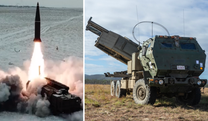 Bệ phóng tên lửa Iskander-M và bệ phóng HIMARS. Ảnh: MW.