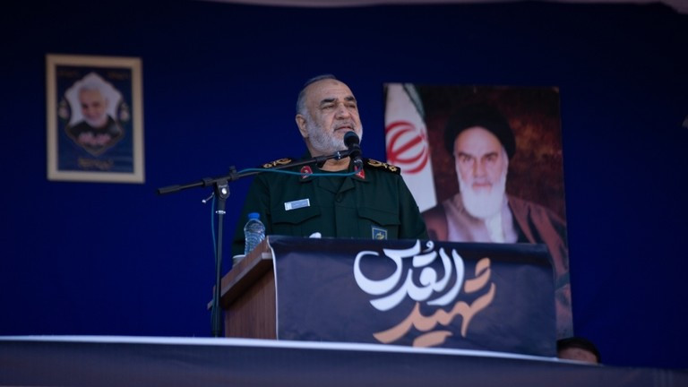 Chỉ huy Lực lượng Vệ binh Cách mạng Hồi giáo Hossein Salami phát biểu tại một sự kiện ở Kerman, Iran vào ngày 5/1/2024. Ảnh: Getty.