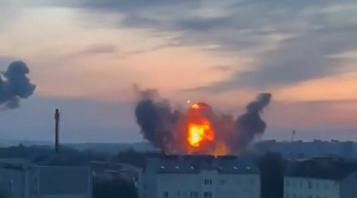 Hình ảnh đòn không kích của Nga nhằm vào Kiev, Ukraine hôm 6/6. Ảnh: RT.