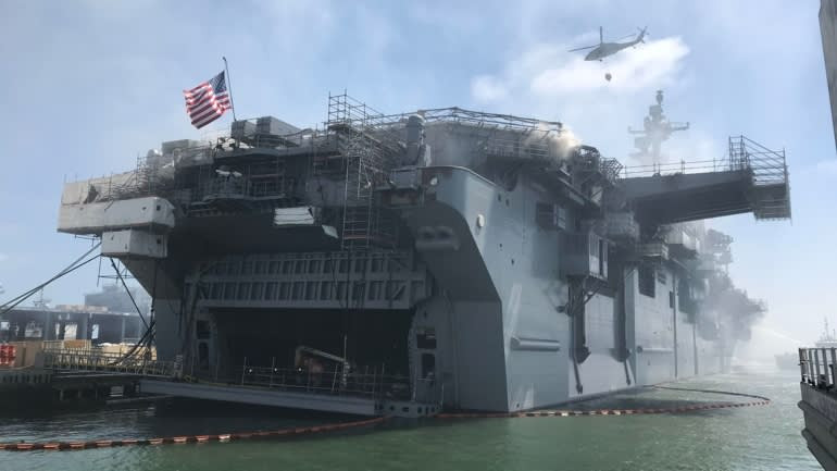 Tàu tấn công lưỡng cư USS Monhomme Richard của Mỹ (Ảnh: Nikkei) Tàu tấn công lưỡng cư USS Monhomme Richard của Mỹ (Ảnh: Nikkei)