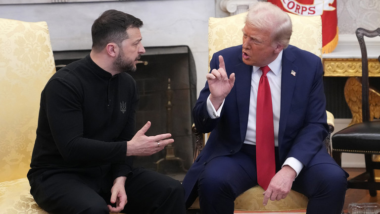 Tổng thống Ukraine Volodymyr Zelensky và Tổng thống Mỹ Donald Trump trong cuộc gặp căng thẳng tại Nhà Trắng ngày 28/2. Ảnh: GEtty.