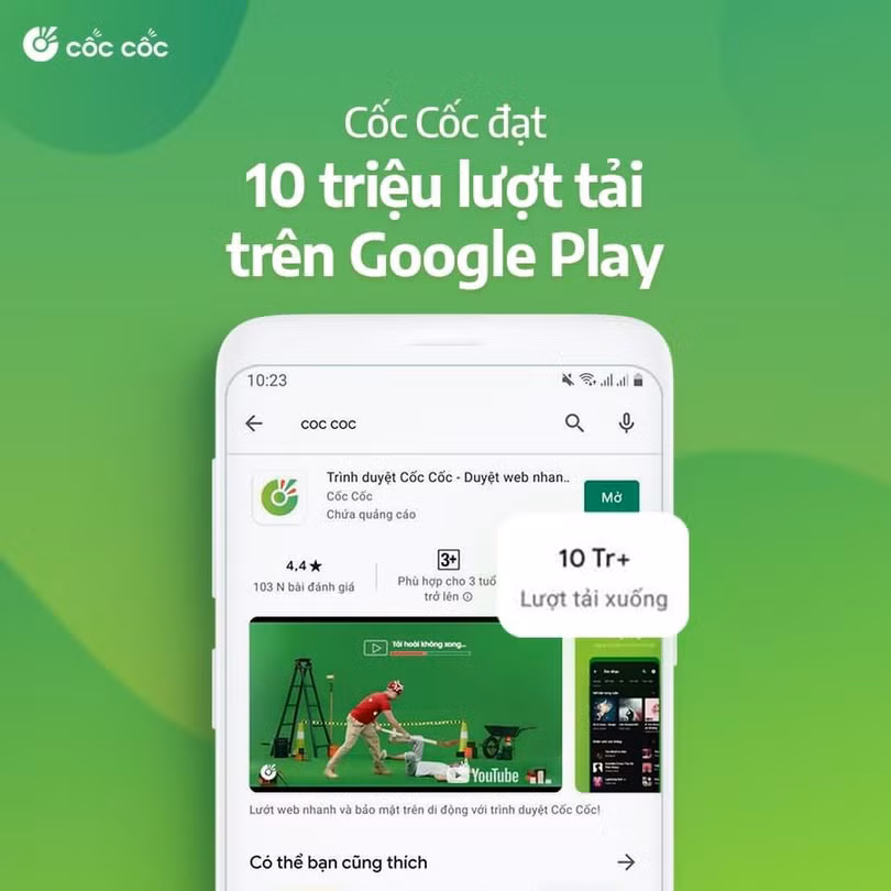 Cốc Cốc Mobile cải tiến loạt tính năng hỗ trợ người dùng, cán mốc 10 triệu lượt tải về trên CH Play