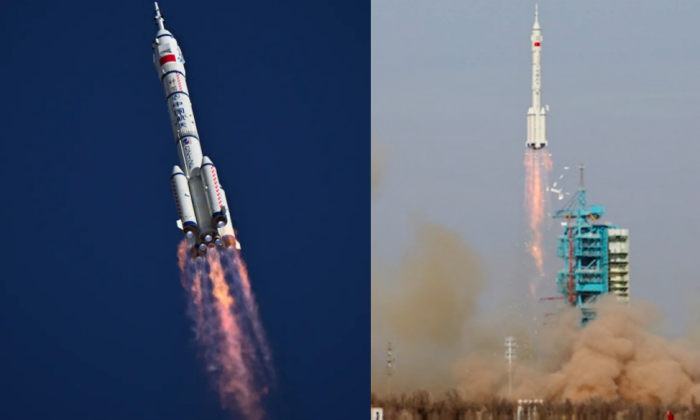 Tên lửa Trường Chinh-2F đưa tàu vũ trụ Thần Châu-20 (trái) và Thần Châu-22 vào quỹ đạo. Ảnh: MW.