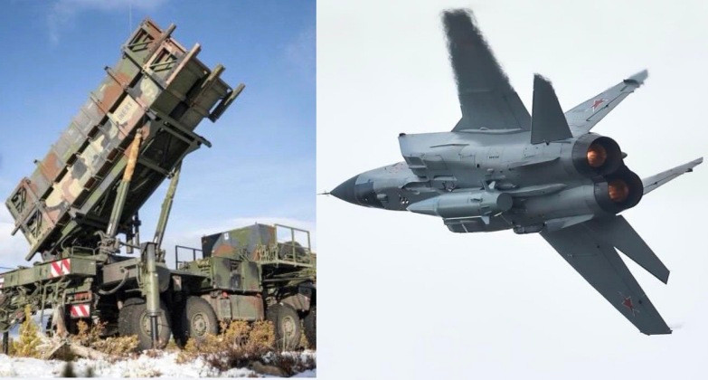 Bệ phóng Patriot và chiến đấu cơ MiG-31 được trang bị tên lửa đạn đạo. Ảnh: MW.