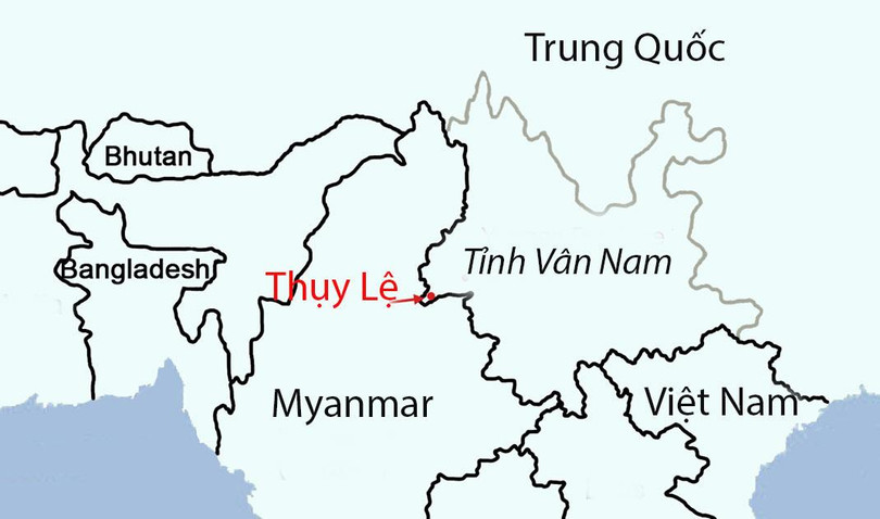 Vị trí thành phố Thụy Lệ giáp biên giới Myanmar. Đồ họa: Plos.