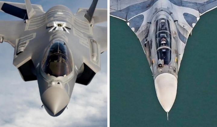 Chiến đấu cơ F-35 (trái) của Mỹ và Su-30MK2 của Venezuela. Ảnh: MW.