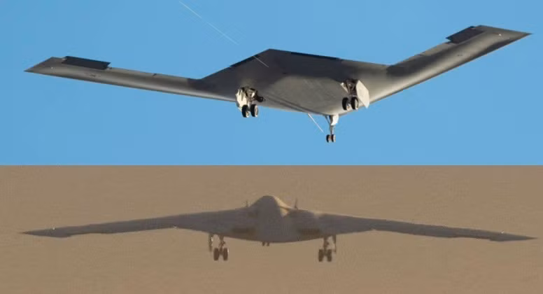 Nguyên mẫu B-21 đầu tiên trong chuyến bay thử nghiệm đầu tiên. Ảnh: MW.