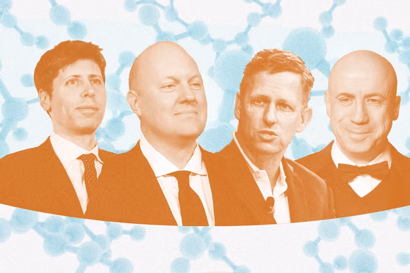 Sam Altman, Marc Andreessen, Peter Thiel và Yuri Milner đều là những doanh nhân có tiếng quan tâm tới vấn đề kéo dài tuổi thọ. Ảnh: WSJ.