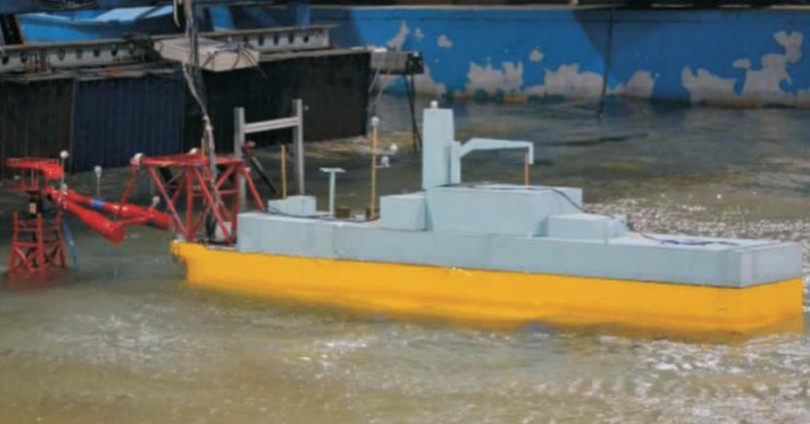 Mô hình nhà máy điện hạt nhân nổi được đem ra thử nghiệm (Ảnh: CGN) Mô hình nhà máy điện hạt nhân nổi được đem ra thử nghiệm (Ảnh: CGN)