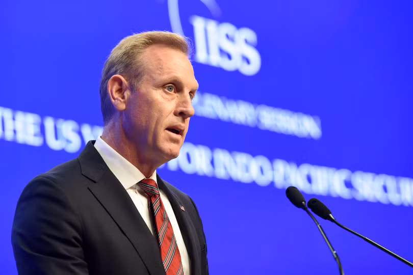 Quyền Bộ trưởng Quốc phòng Mỹ Patrick Shanahan phát biểu tại Đối thoại Shangri-La (Ảnh: NBC)