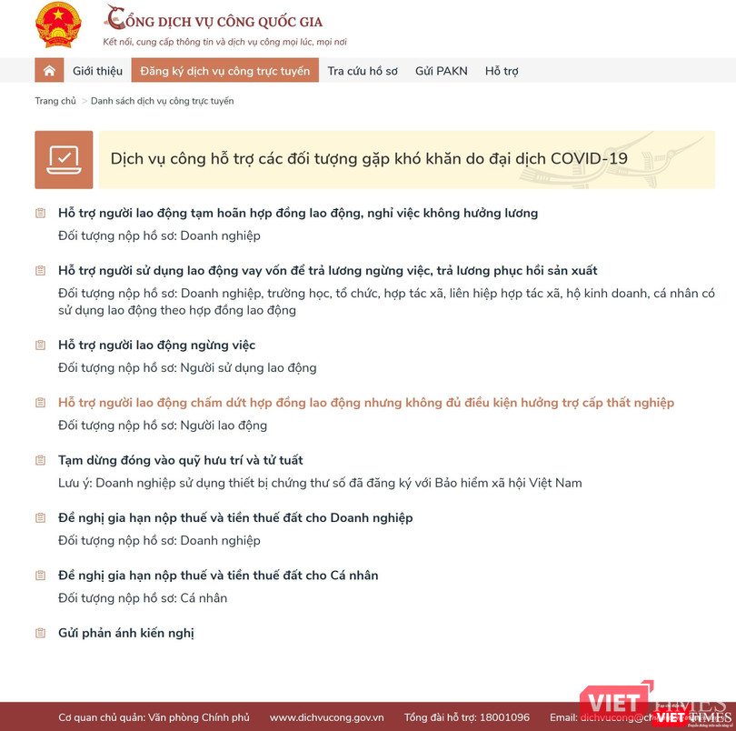 8 dịch vụ công hỗ trợ người lao động trên Cổng DVC Quốc gia.