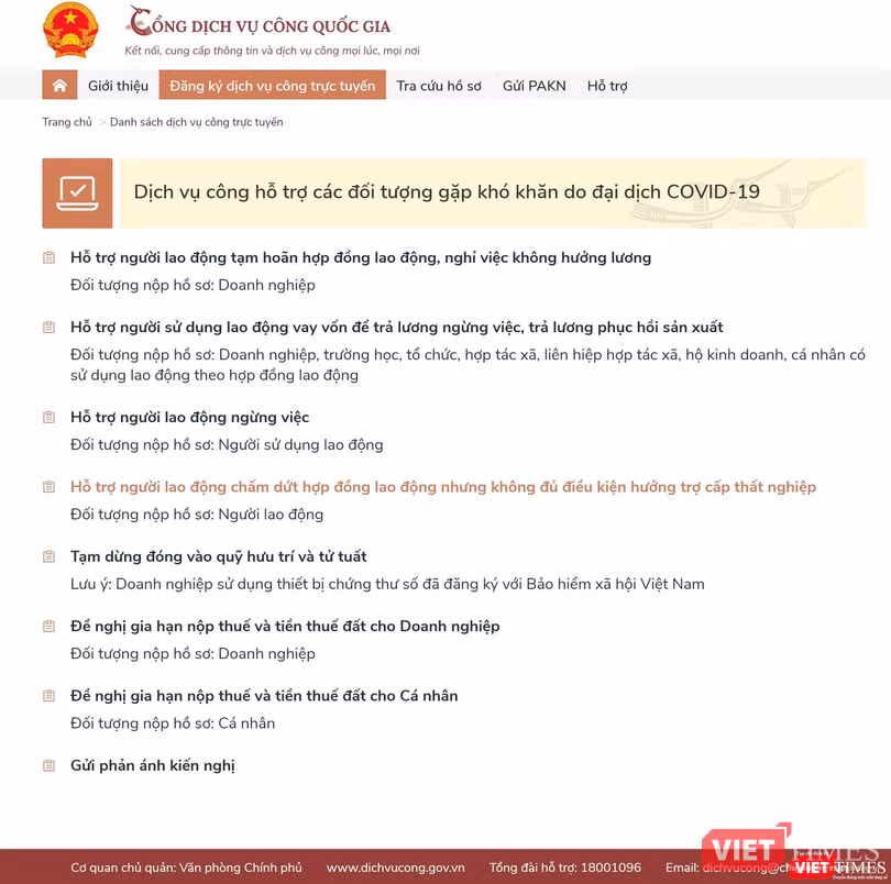 8 dịch vụ công hỗ trợ người lao động trên Cổng DVC Quốc gia.
